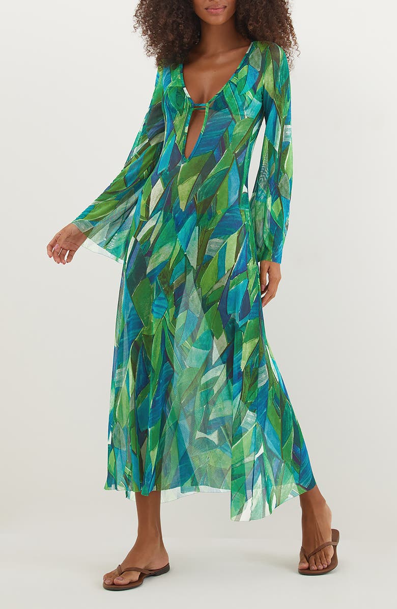 ViX Paula Hermanny Tropics Lidi Long Sleeve Cover-Up Dress, Main, color, 