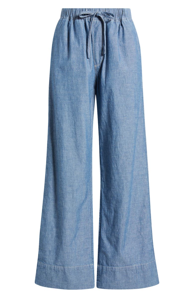 Alex Mill Riley Tie Waist Wide Leg Chambray Pants, Alternate, color, Chambray Rinse Wash