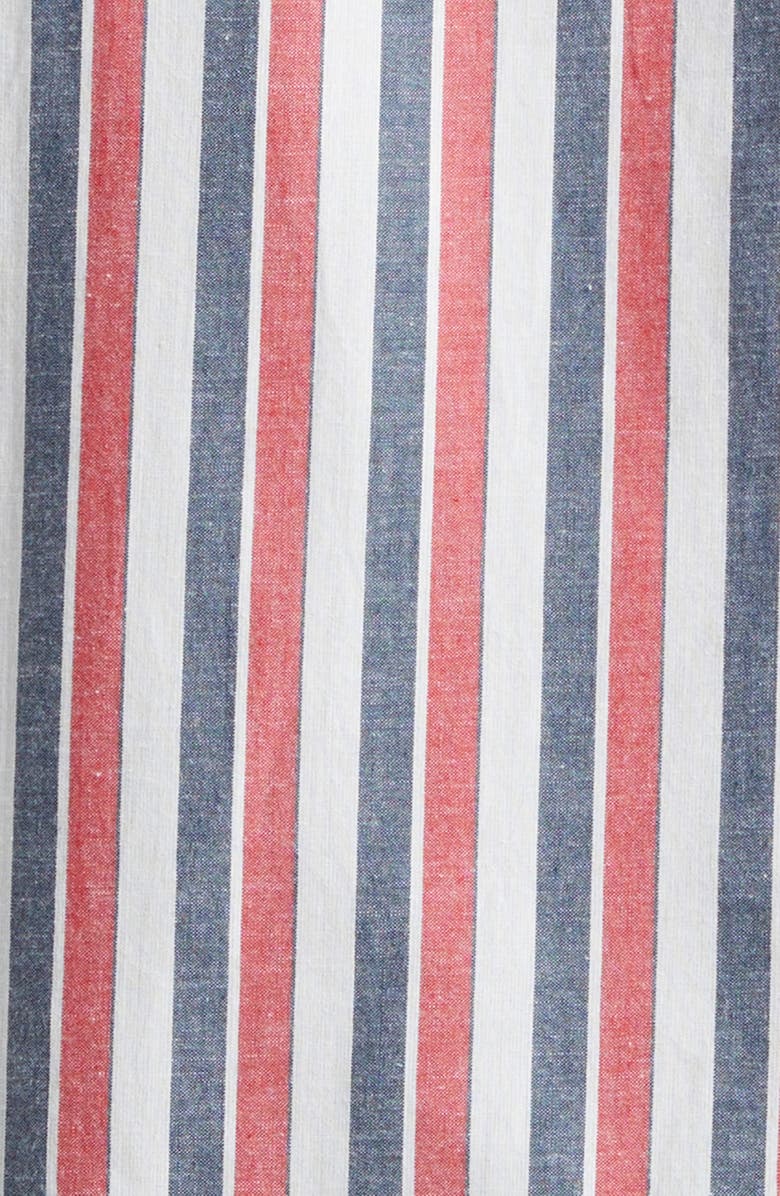 Thom Browne Straight Fit Stripe Cotton Button-Down Shirt, Alternate, color, Red W/ Blue White