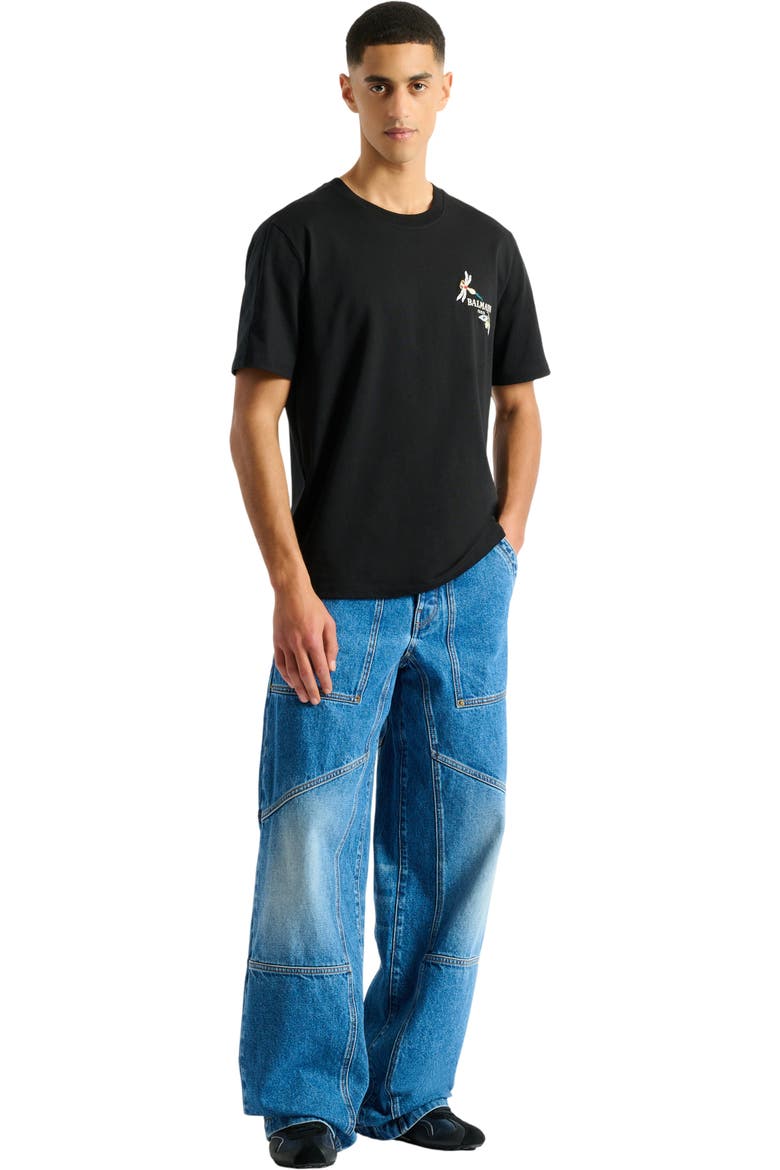 Embroidered Balmain Insect T-shirt, Main, color, black