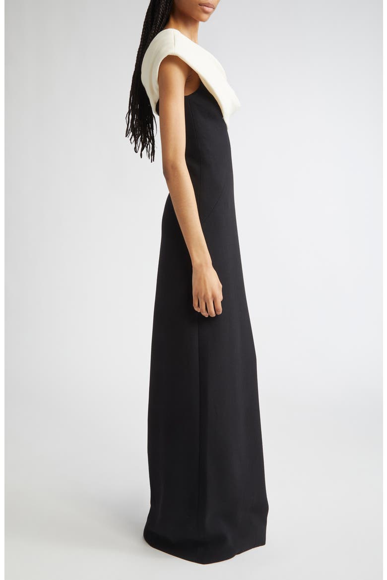 Cowl Neck Gown, Alternate, color, BLACK/ CREAM