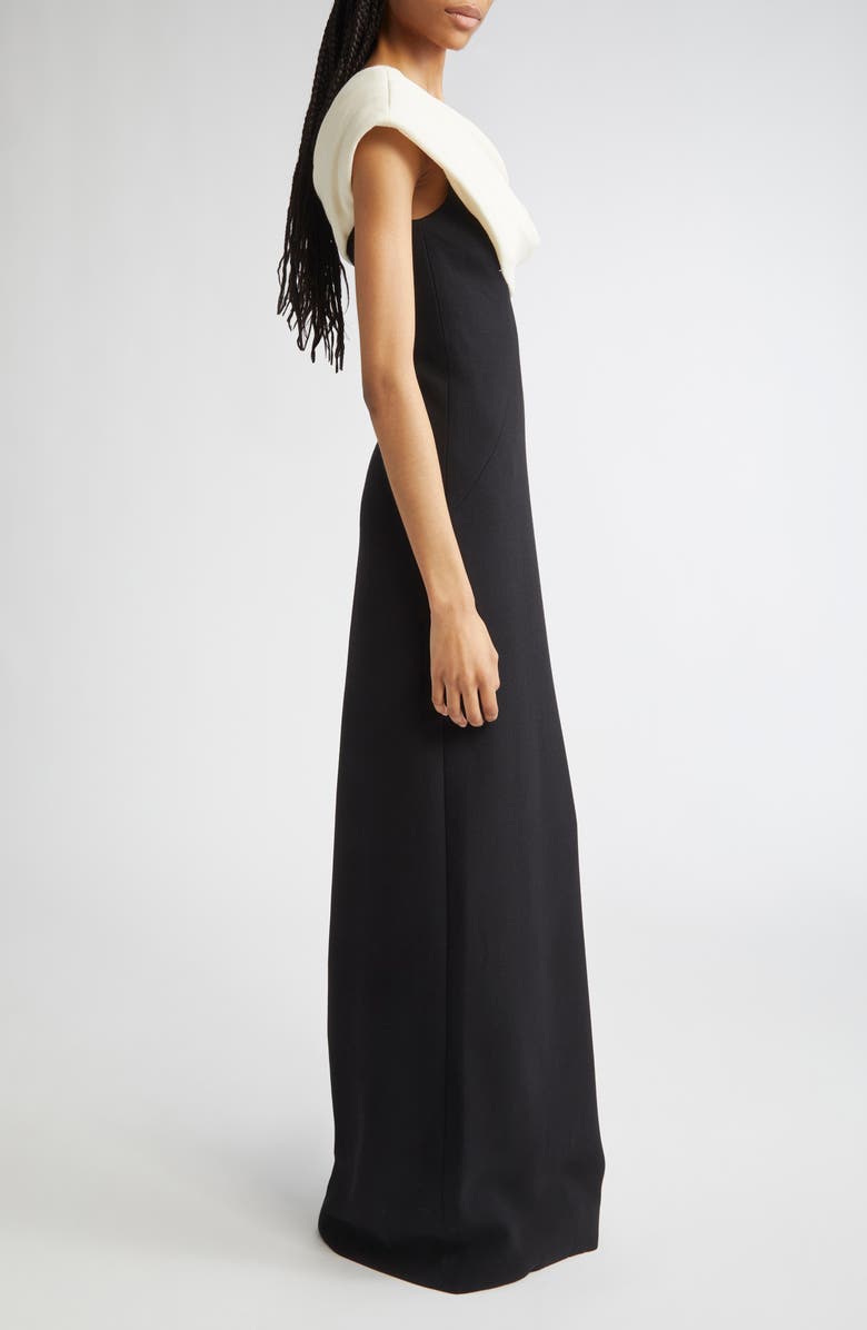 Lela Rose Cowl Neck Gown, Alternate, color, Black/ Cream