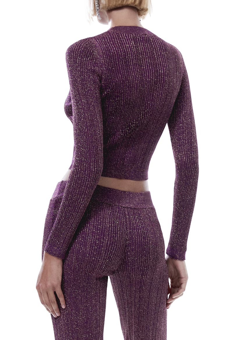 Metallic Crop Sweater, Alternate, color, PURPLE