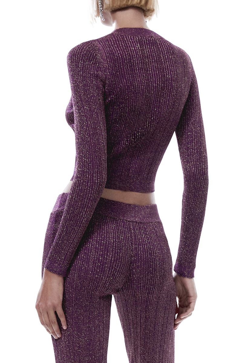 MANGO Metallic Crop Sweater, Alternate, color, 