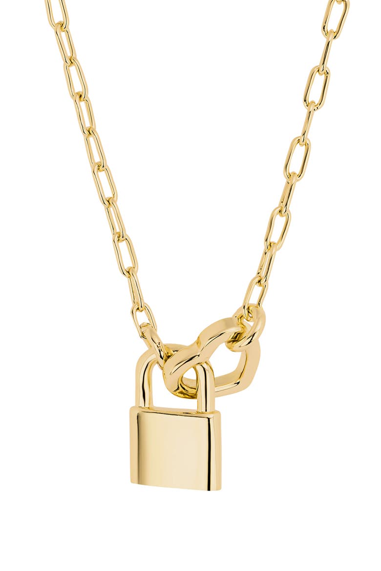 Modern Muse Heart Lock Link Necklace, Alternate, color, GOLD