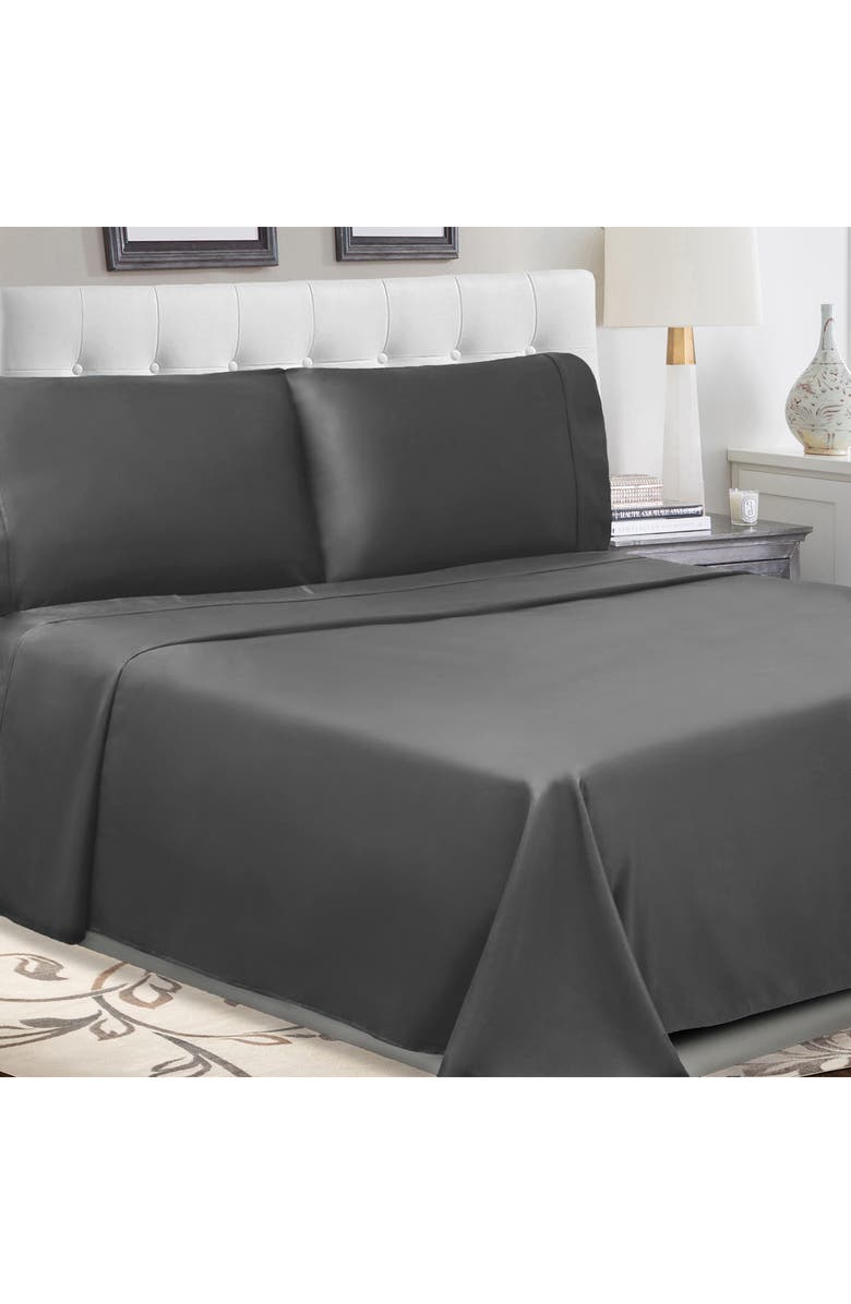 Superior Solid 300 Thread Count Percale Sheet Set, Alternate, color, Grey