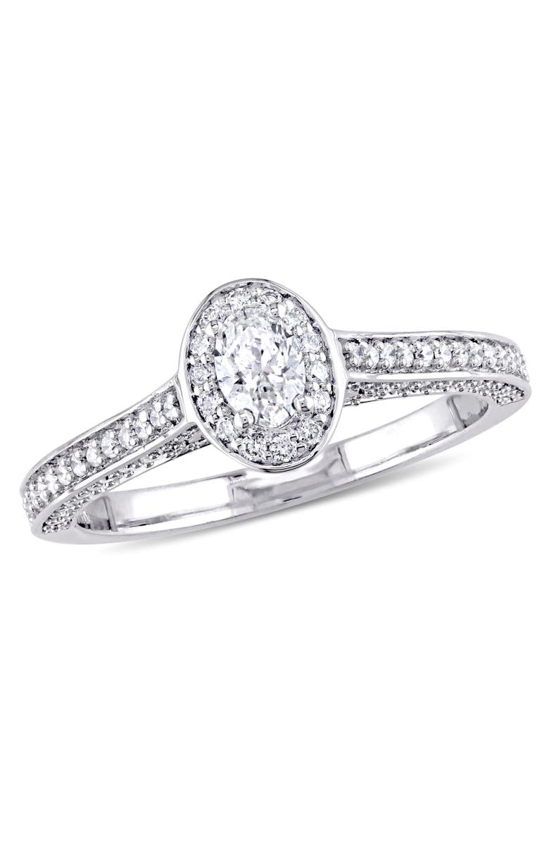 Julianna B. Diamond Oval Raised Halo Engagement Ring 14k, Main, color, 14K White Gold
