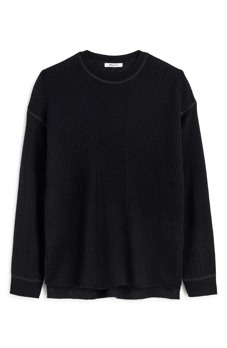 Madewell Crewneck Alpaca Blend Rib Sweater, Main, color, True Black