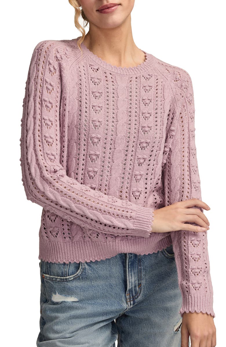 Lucky Brand Pointelle Sweater, Main, color, Dawn Pink