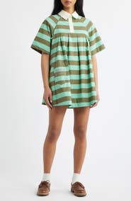 Damson Madder Maggie Stripe Organic Cotton Polo Minidress