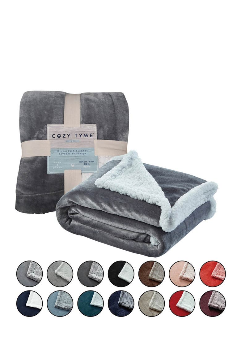 Cozy Tyme Saleem Faux Shearling Throw Blanket - 108" x 90", Alternate, color, FUCHSIA