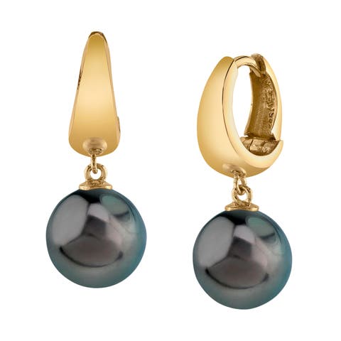 Tahitian South Sea Pearl Hoop Willa Dangling Earrings