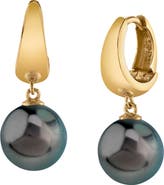 The Pearl Source Tahitian South Sea Pearl Hoop Willa Dangling Earrings