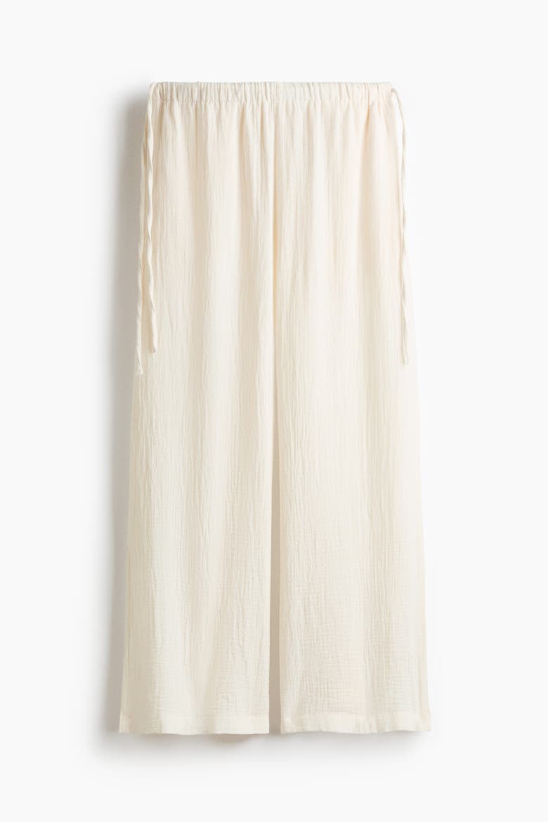 Drawstring-detail Muslin Trousers, Alternate, color, Cream