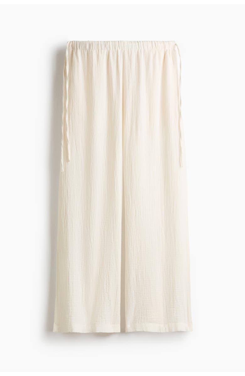 H&M Drawstring-detail Muslin Trousers, Alternate, color, Cream