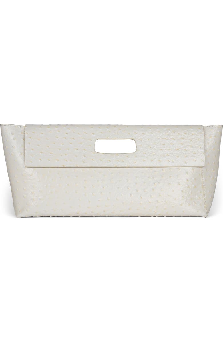 Jeffrey Campbell Toolbox Leather Clutch, Main, color, White Ostrich