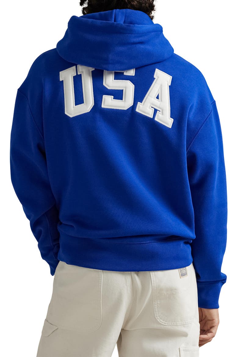 Flag Fleece Pullover Hoodie, Alternate, color, SAPPHIRE STAR