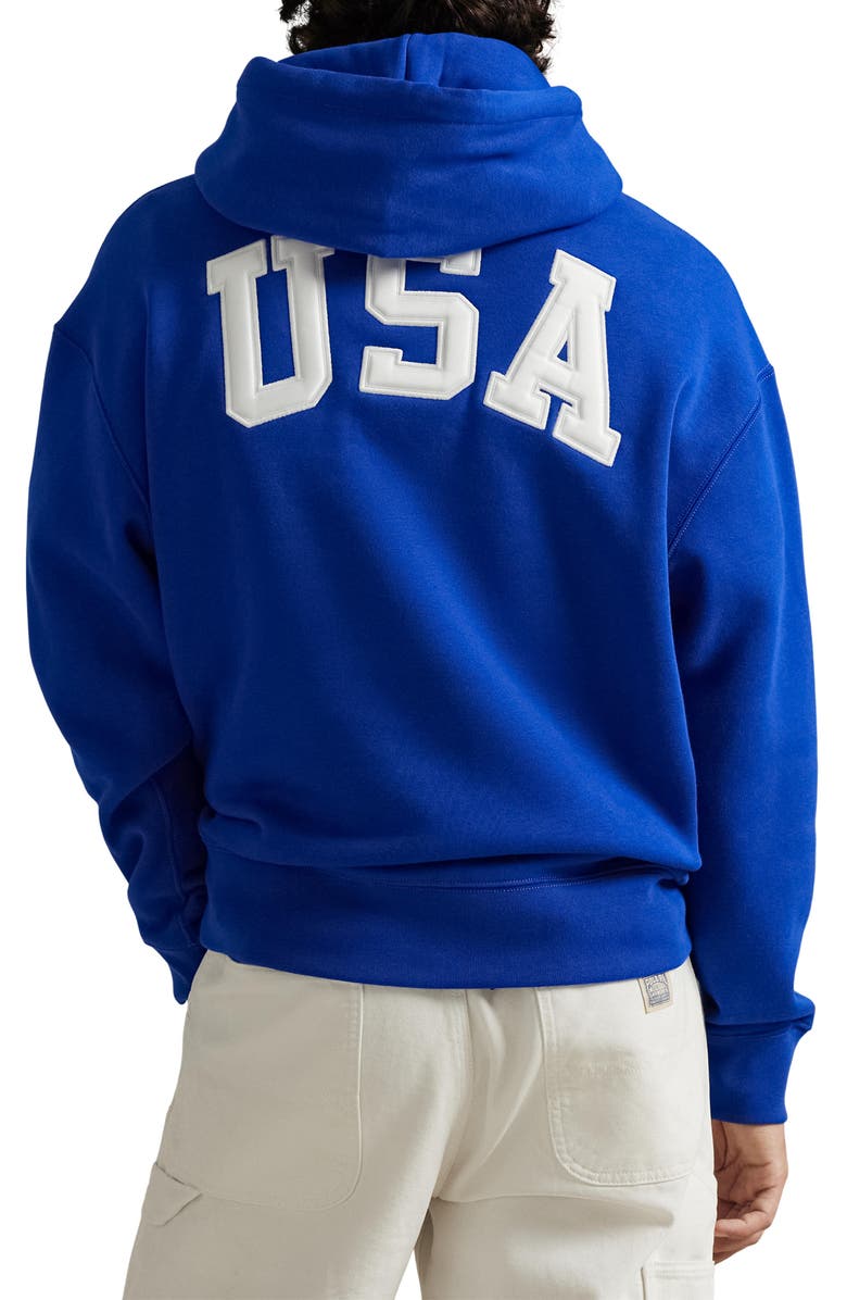 Polo Ralph Lauren Flag Fleece Pullover Hoodie, Alternate, color, Sapphire Star