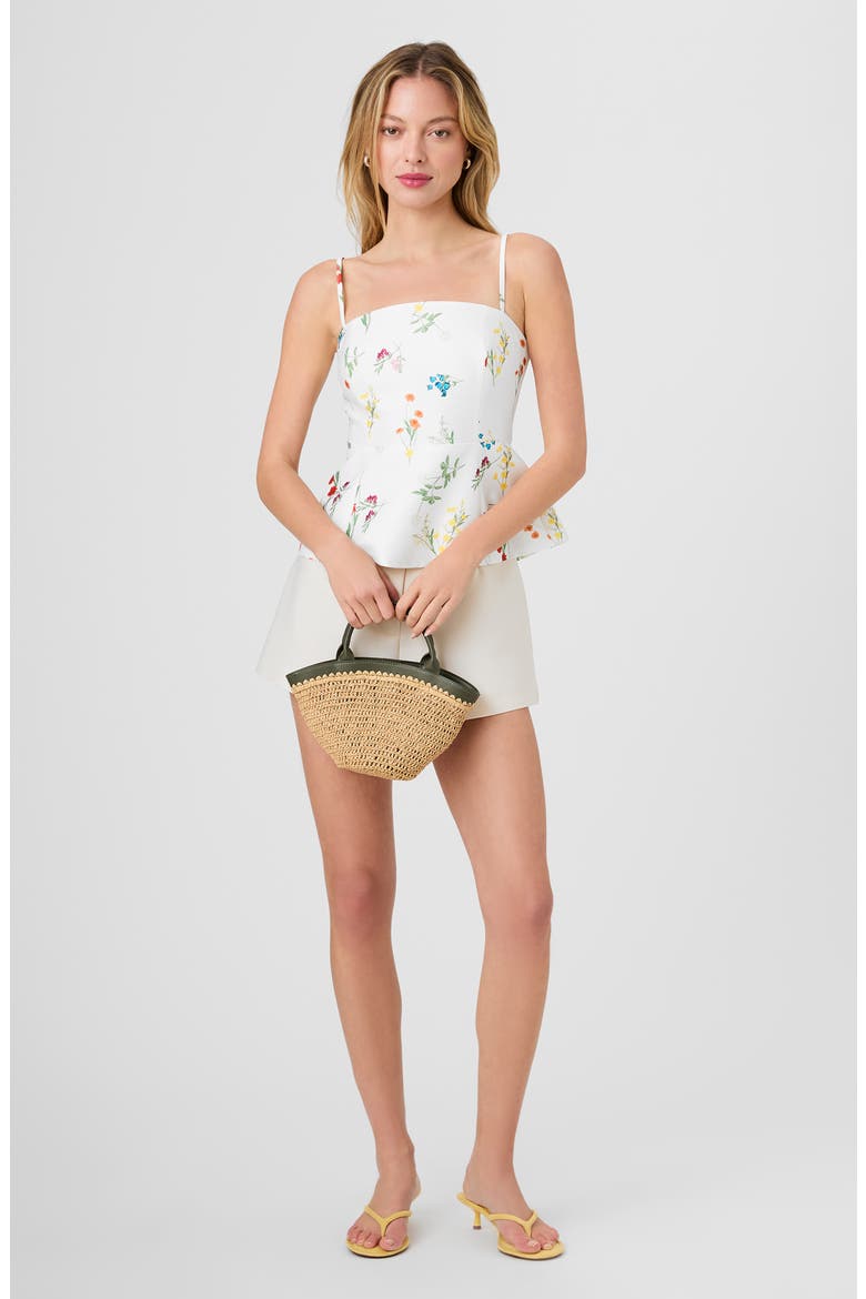 Christine Floral Taffeta Peplum Top, Alternate, color, CHRISTINE FLOWER SUMMER WHITE