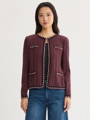 Misook Heritage Whipstitch Cable Knit Jacket