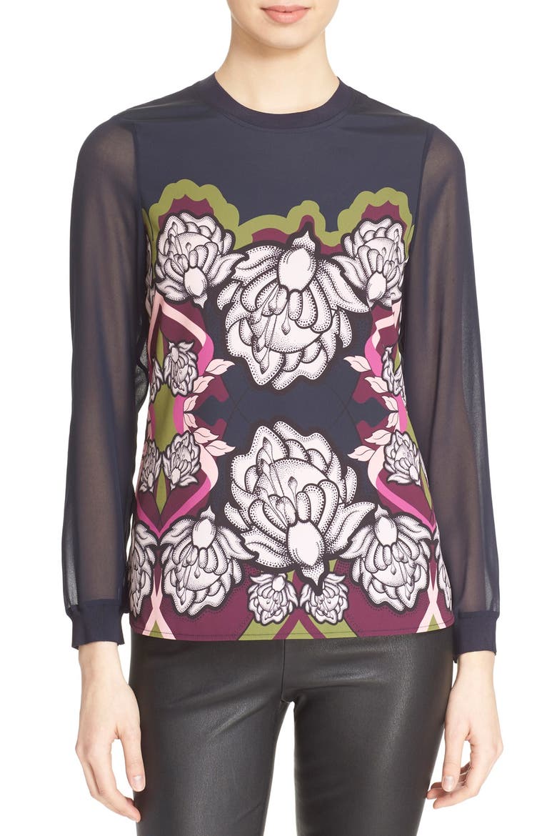 'Naylia' Tapestry Print Top, Main, color, DARK BLUE