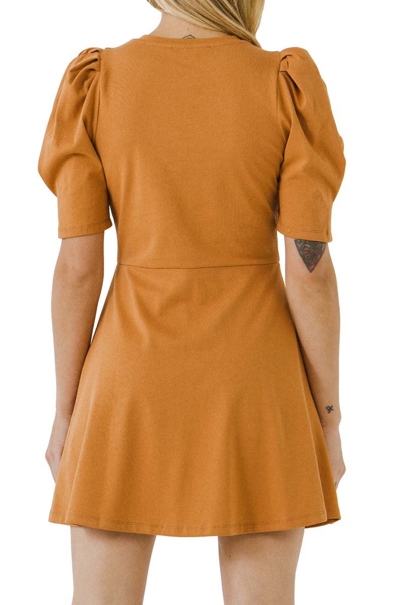 English Factory Puff Sleeve Minidress, Alternate, color, Brown