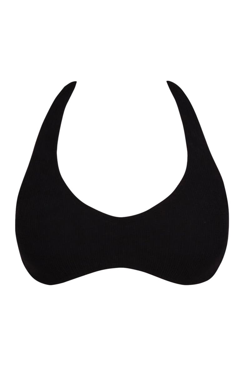 Splash Halter Bikini Swimsuit Top, Alternate, color, Black Pacifica Rib