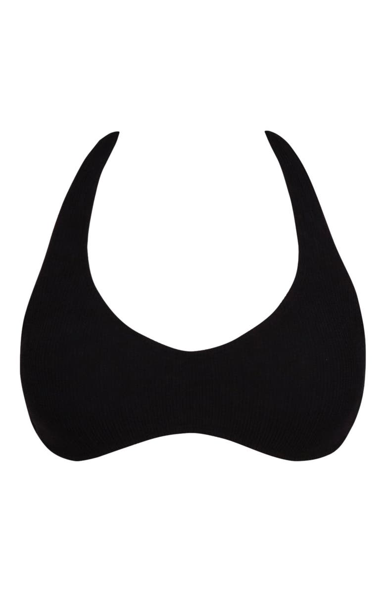 Pacifica by Sunsets Splash Halter Bikini Swimsuit Top, Alternate, color, Black Pacifica Rib