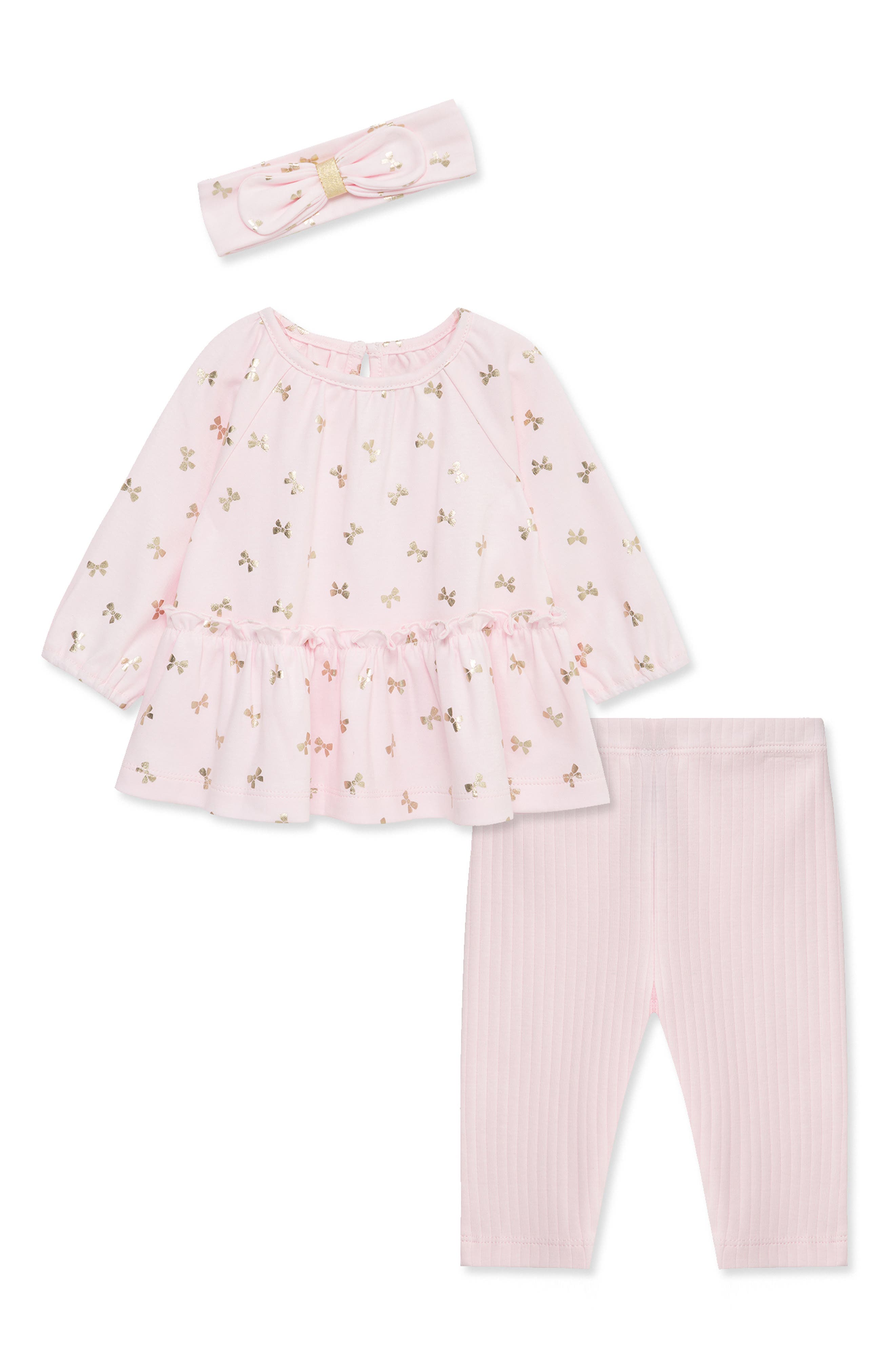Little Me Bow Shine Tunic, Leggings & Headband Set