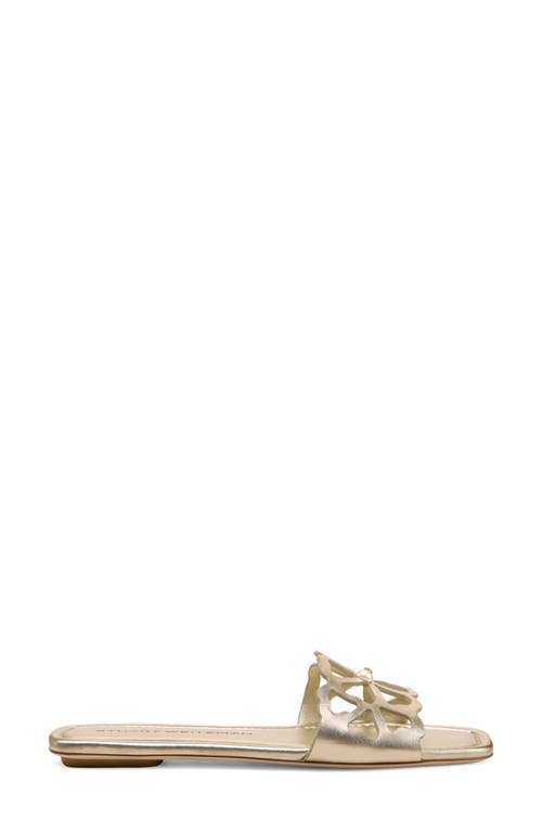 Stuart Weitzman Jasmine Cutout Slide Sandal In Gold