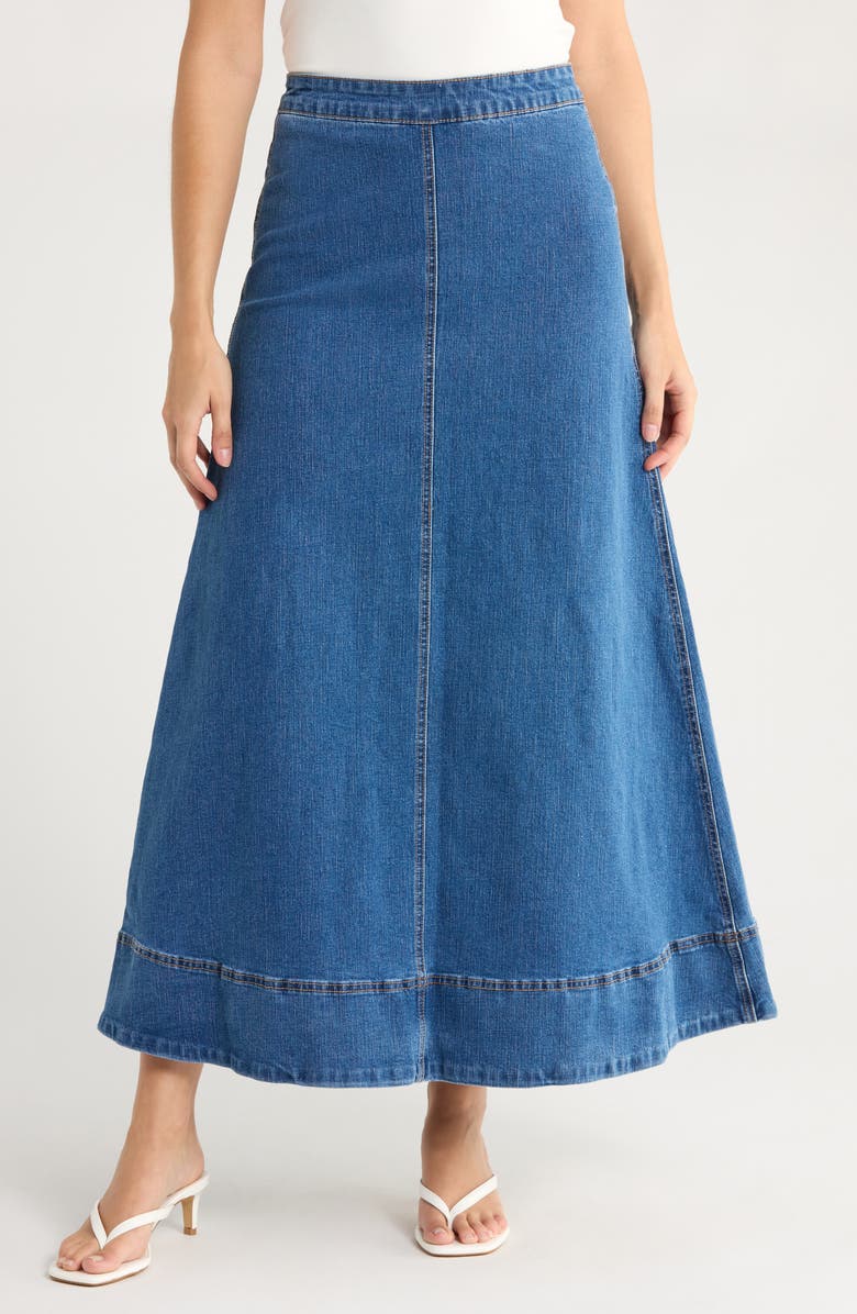 Parker The Fern Denim Midi Skirt, Main, color, Navy Yard