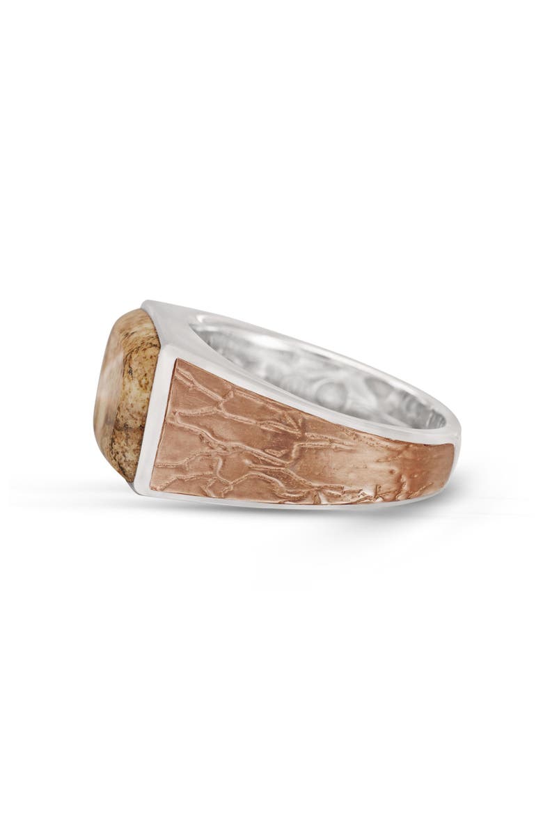 Light Brown Picasso Jasper Sterling Silver Men Signet Ring, Alternate, color, Brown