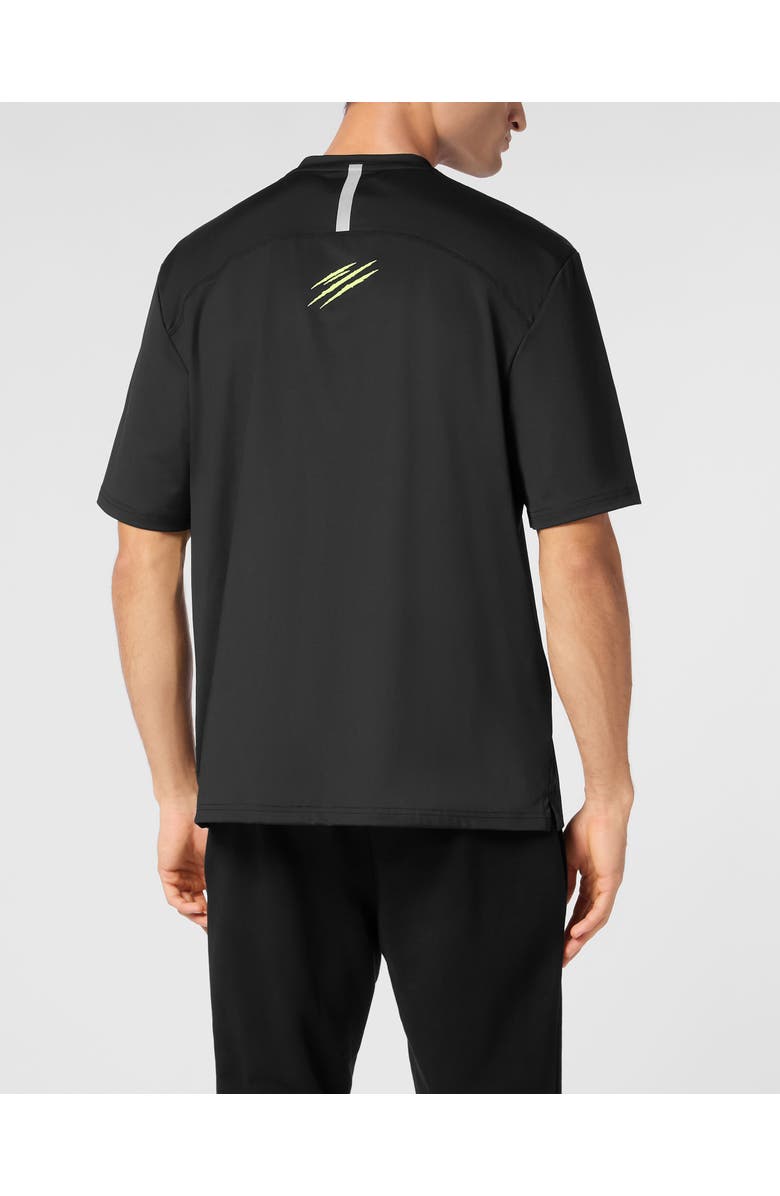 PLEIN SPORT Micro Rib T-Shirt Round Neck Ss, Alternate, color, Black