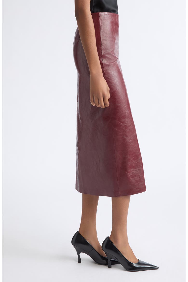 Maeve Faux Leather Midi Skirt, Alternate, color, COGNAC