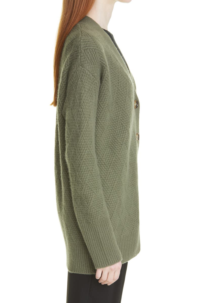 La Ligne Basket Stitch Cashmere Cardigan, Alternate, color, Hunter