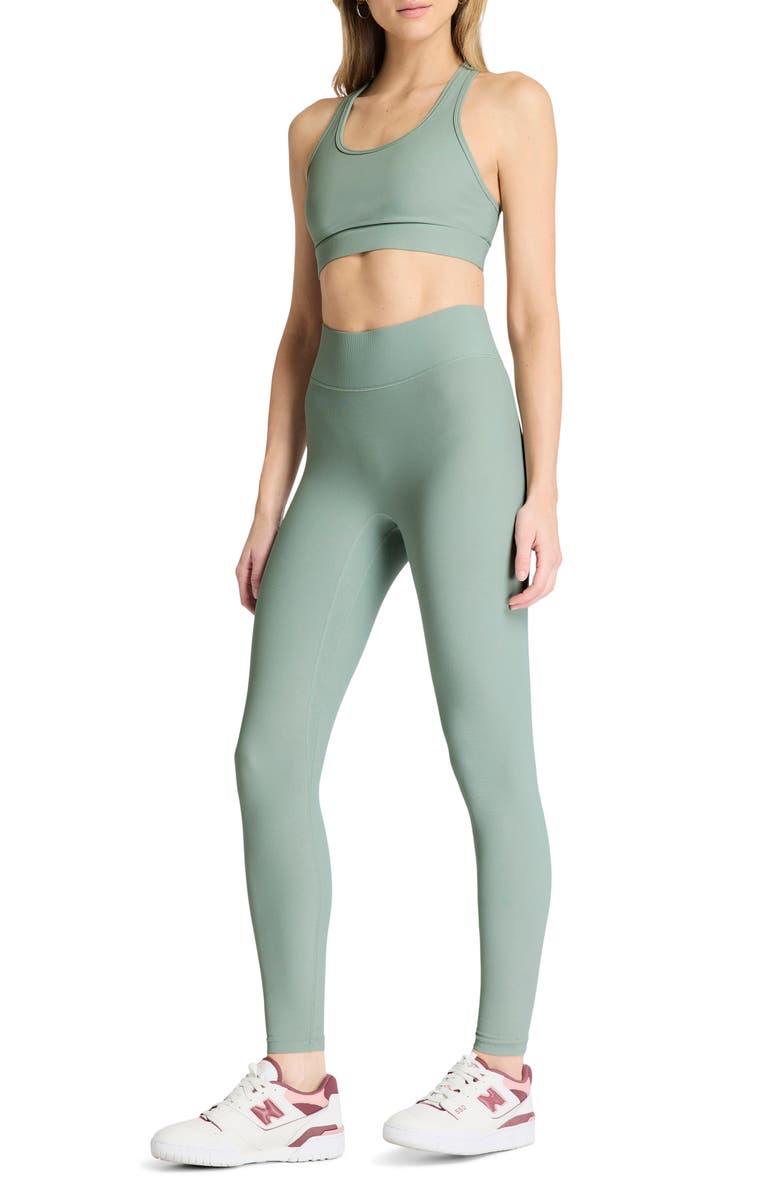 BANDIER Center Stage High Waist Rib Leggings, Alternate, color, Chinois Green