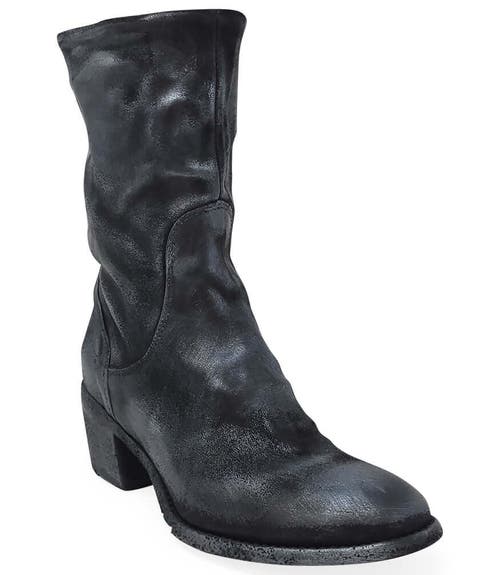 Madison Maison Suede Metallic Mid Calf Boot In Silver