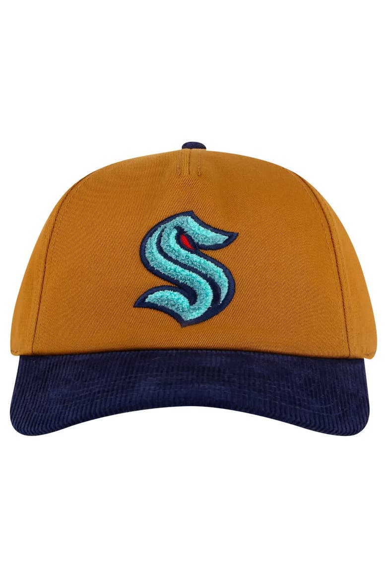 Men's American Needle  Tan/Deep Sea Blue Seattle Kraken Burnett Adjustable Hat, Main, color, Tan