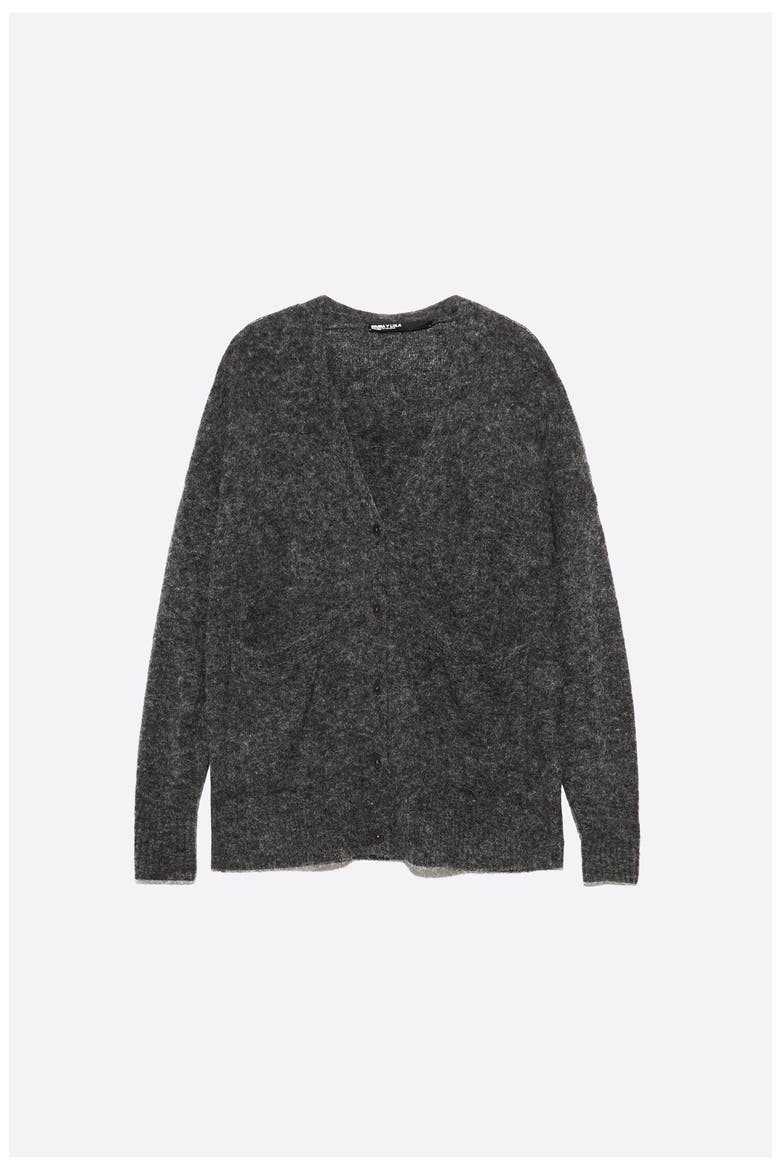 Long Alpaca Blend Cardigan, Alternate, color, DARK GREY MELANGE
