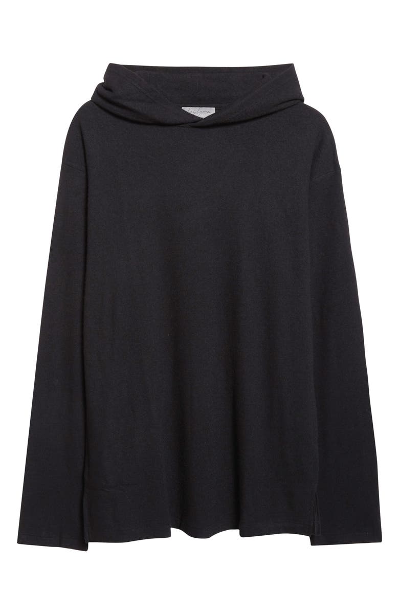 Yohji Yamamoto Super 120s Wool T-Shirt Hoodie, Alternate, color, Black