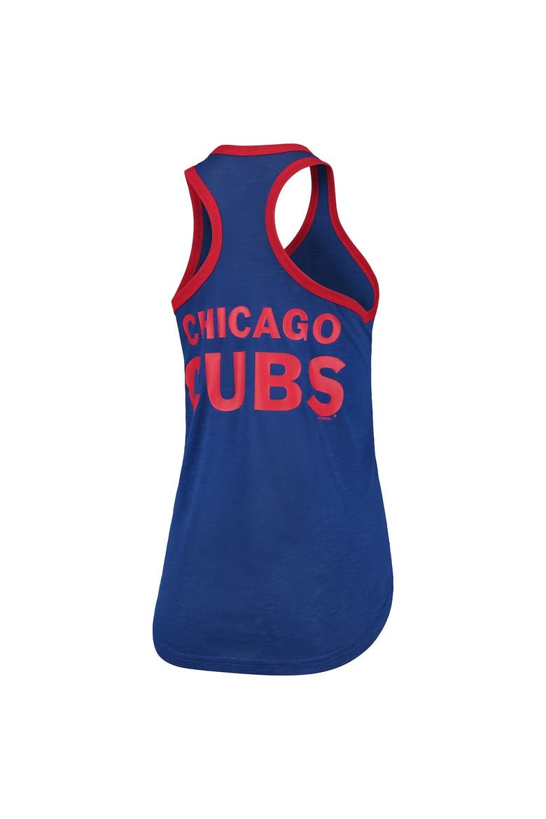 Women's G-III 4Her by Carl Banks Royal Chicago Cubs Team Logo Tater Racerback Tank Top, Alternate, color, Royal
