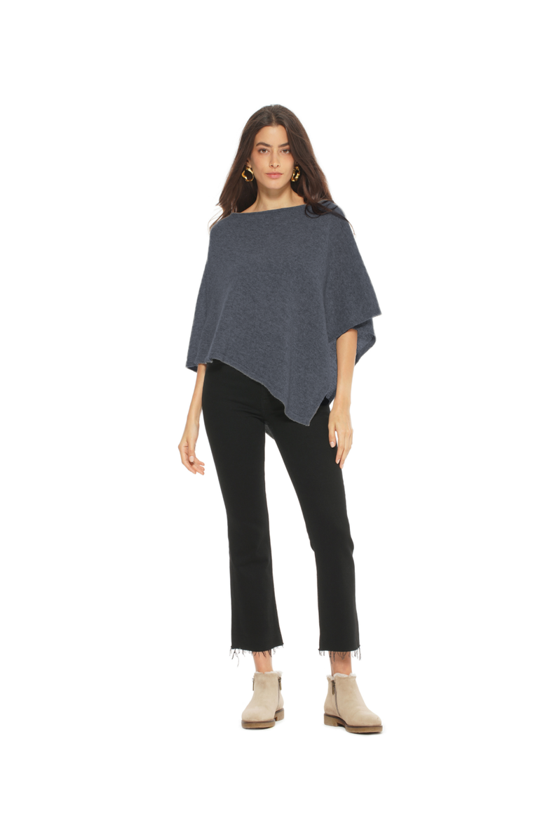 Monticelli Cashmere Pure Cashmere Capelet Poncho, Alternate, color, Charcoal