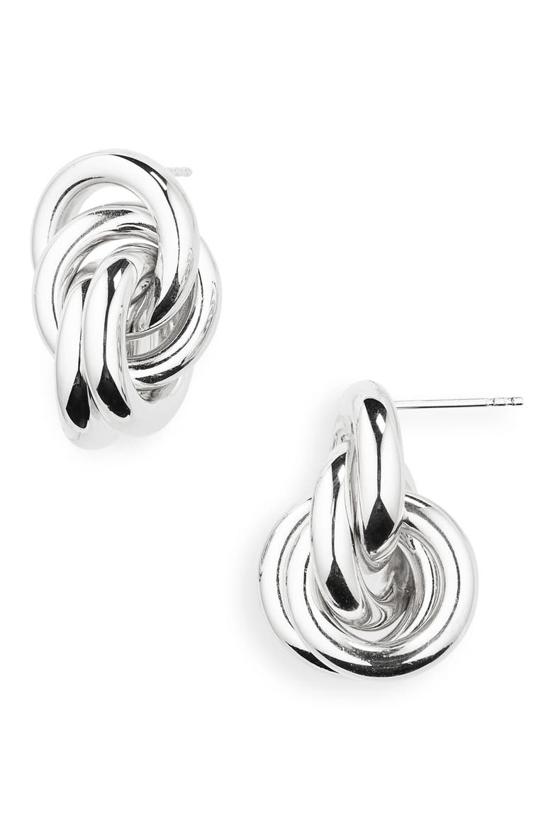 Vera Knot Tie Sterling Silver Earrings, Main, color, 925 STERLING SILVER