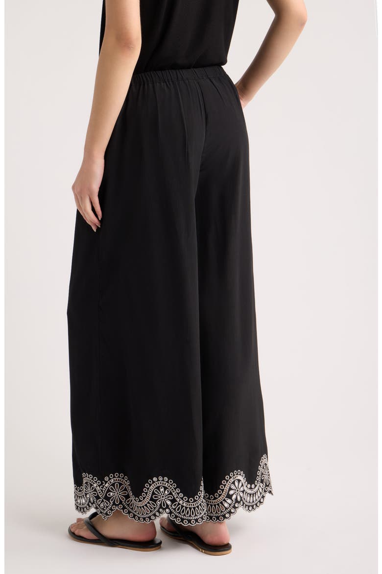 Isaly Embroidered Wide Leg Pants, Alternate, color, BLACK