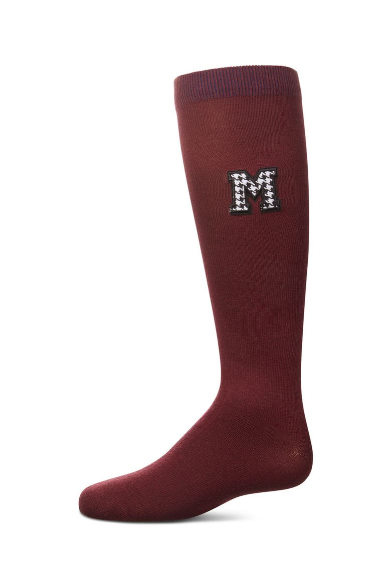 Houndstooth M Knee High Socks, Main, color, Burgundy