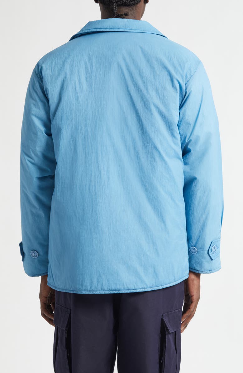 BEAMS P-Coat Pigment Dyed Nylon Double Breasted Jacket, Alternate, color, Sax