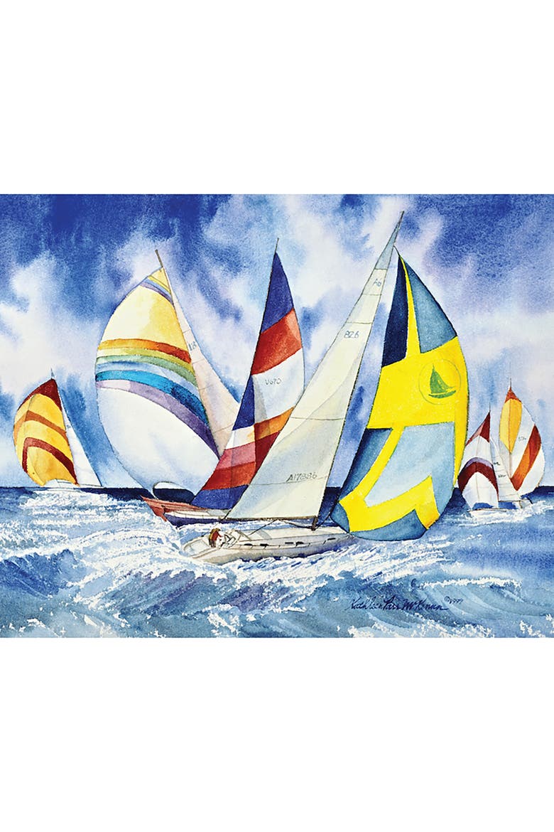 Sailboats by Kathleen Parr McKenna, 24 x 30 1000 Piece Puzzle, Alternate, color, Multicolored