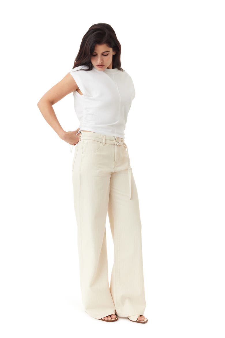 Brynn High Waist Wide Leg Jeans, Alternate, color, SAND STRIPE
