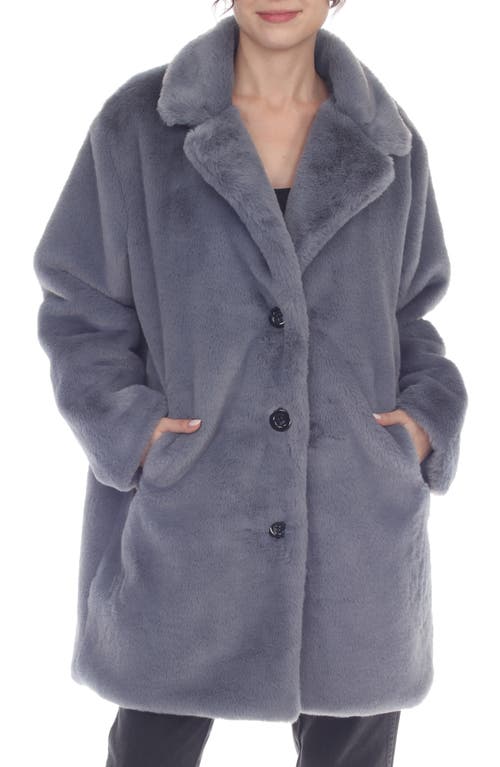 Rain And Rose Faux Fur Coat In Blue