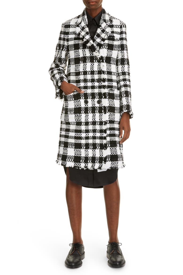 Fray Chenille Coat, Alternate, color, BLACK/ WHITE